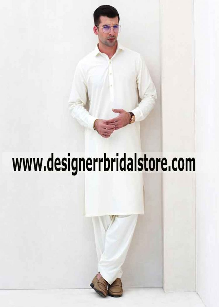 Pakistani White Shalwar Kameez for Men - Designer Bridal Store