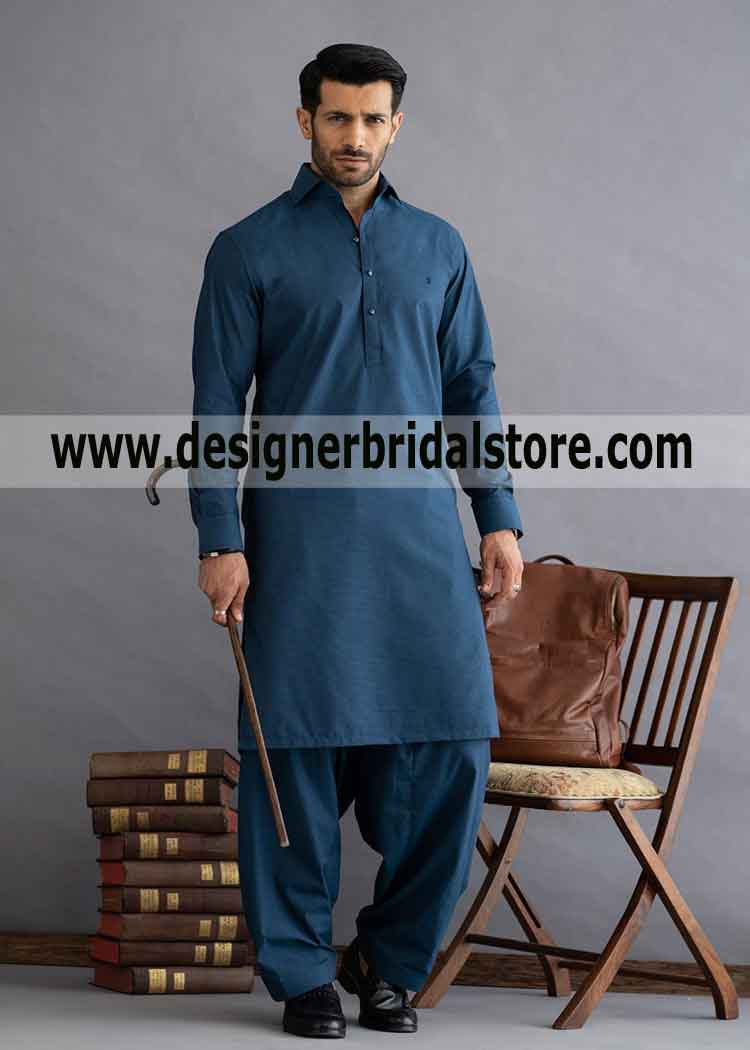 Dark Teal Gents Shalwar kameez Dress for hangout - buy online now