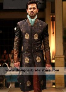 Zahid khan actor advertising Amir adnan brown copper groom wedding sherwani in bridal couture week ramp Pakiistan UK USA Dubai Canada,Australia