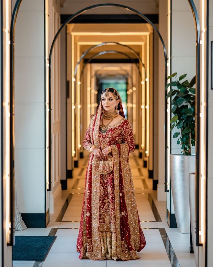 Traditional Pakistani Red Bridal Dress for Nikah Barat - Image 3