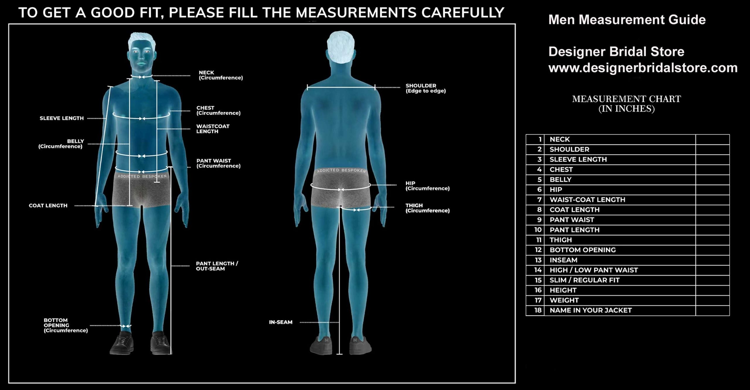 Men Measurement Visual Guide for Garment Stitching 
