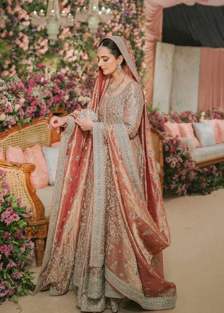 peach bridal dress for nikah walima