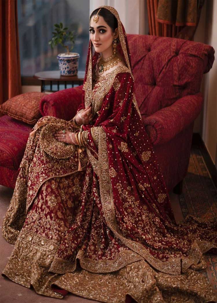 Red custom bridal lehenga dress for nikah