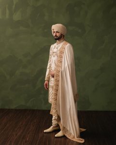 Champagne Gold Groom Wedding Sherwani style UK USA Canada