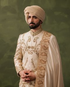Danish Taimoor in Champagne Gold Groom Wedding Sherwani style Qatar Saudi Arabia Dubai