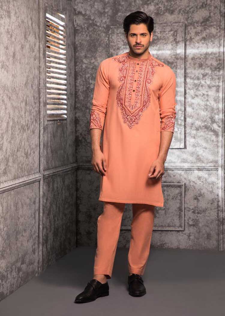 embroidered kurta pajama suit for men