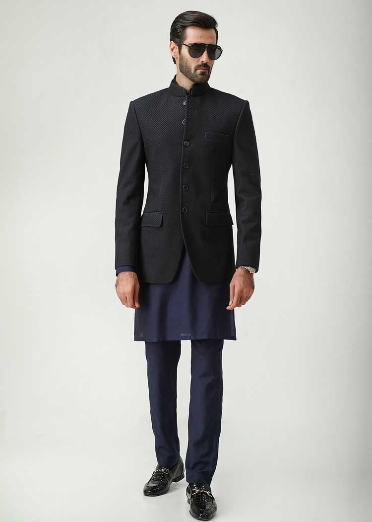 midnight blue embroidered prince coat