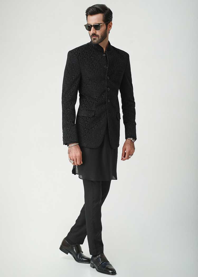 black embroidered prince coat