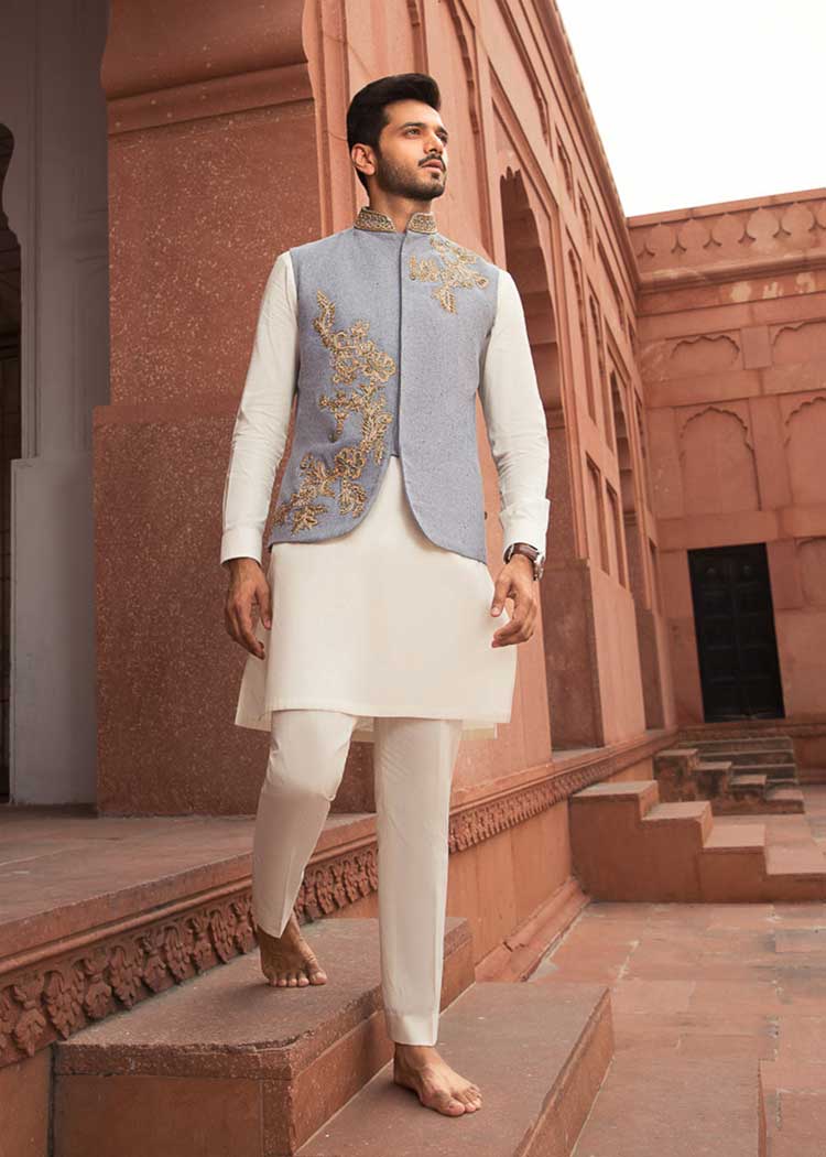 khaddar waistcoat with hand embellishment Qatar Dubai Saudi Arabia Oman USA