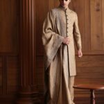 Groom wedding sherwani hand embroidered with turban and shawl